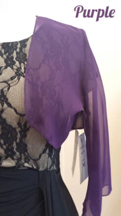 Mid Length Sleeve Sheer Purple Chiffon Bolero Jacket 3/4 Length Shrug(Mid Length Sleeve Sheer Purple Chiffon Bolero Jacket 3 4 Length Shrug)