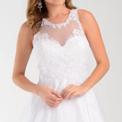Poly USA | Ed Young 7490 White Cotillion A Line Dress Lace Applique Top(Poly Usa 7490 White Cotillion A Line Dress Lace Applique Top) -Discount Dress Shops yhst 94935736666794 2454 952399620