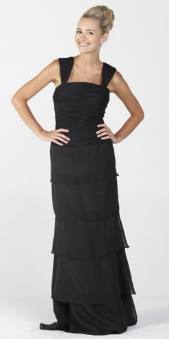 Poly USA | Ed Young 6484 Long Modest Formal Dress Ruffles Bolero Jacket(On Special Limited Stock Long Modest Formal Dress Gray Ruffles Bolero Jacket Layered Skirt) -Discount Dress Shops yhst 94935736666794 2455 171100547 bed89099 195a 4b25 baf9 d46e23abcff9