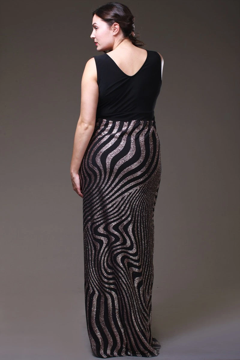 Long Black/Rose Semi Formal Dress V Neck Wide Straps Glitter(Long Black Rose Semi Formal Dress V Neck Wide Straps Glitter) 2 Long Black/Rose Semi Formal Dress V Neck Wide Straps Glitter(Long Black Rose Semi Formal Dress V Neck Wide Straps Glitter) - Image 2