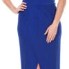 Royal Blue Plus Size Dress High Low Deep V Neck Tulip Skirt(Royal Blue Plus Size Dress High Low Deep V Neck Tulip Skirt)