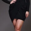 Short Black Sheath Mini Dress V Neckline Long Sleeves(Short Black Sheath Mini Dress V Neckline Long Sleeves)