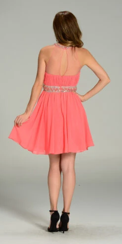 Poly USA | Ed Young 7236 Short Chiffon A Line Dress Beaded Halter Neck(Short Chiffon A Line Dress Red Beaded Halter Neck Sheer Back) -Discount Dress Shops yhst 94935736666794 2455 517529280 6e32c4e6 5d79 427a 9d71 e478f81f24fc