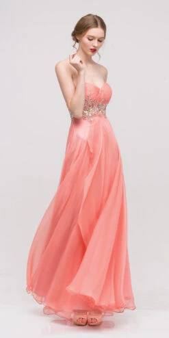 Eureka 2427 Ruched Sweetheart Neckline Strapless Gown(Ruched Sweetheart Neckline Strapless Coral Ball Gown)
