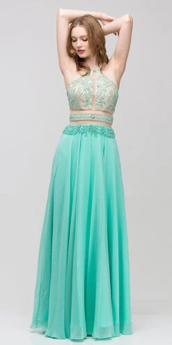 Eureka 3888 Halter Gown A-Line Chiffon Mesh(Halter Prom Gown Ivory A Line Chiffon Nude Mesh) -Discount Dress Shops yhst 94935736666794 2456 307008952 37382766 075a 4c37 a67f 9ae83c6a991e