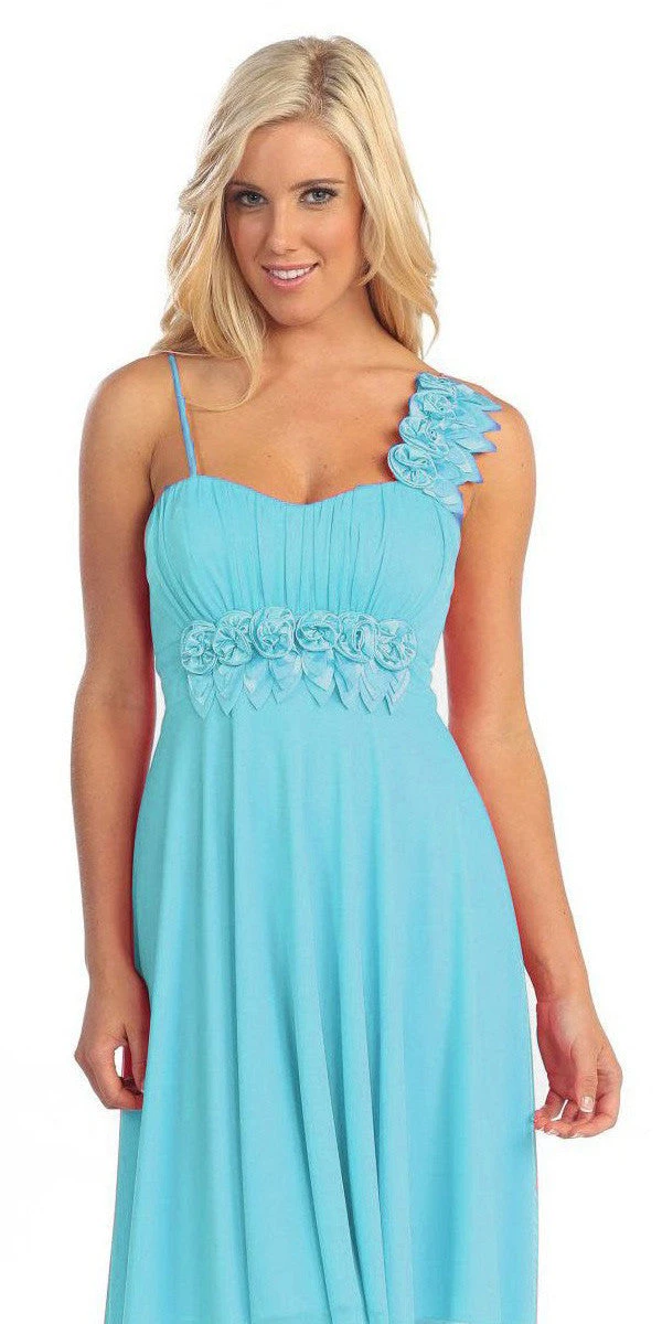 Celavie 2163L Chiffon Semi Formal Gown Dress Flowy(Ankle Length Chiffon Maternity Bridesmaid Gown Teal Dress Flowy) 2 Celavie 2163L Chiffon Semi Formal Gown Dress Flowy(Ankle Length Chiffon Maternity Bridesmaid Gown Teal Dress Flowy) - Image 2