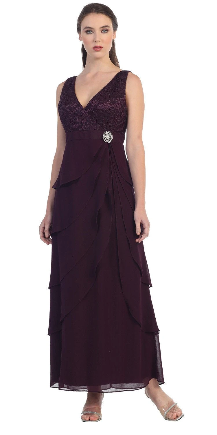 Sally Fashion 8729 V-Neck Long Dress Empire Lace Chiffon Include Lace Jacket(Dusty Rose V Neck Long Dress Empire Lace Chiffon Include Lace Jacket) 14 Sally Fashion 8729 V-Neck Long Dress Empire Lace Chiffon Include Lace Jacket(Dusty Rose V Neck Long Dress Empire Lace Chiffon Include Lace Jacket) - Image 14