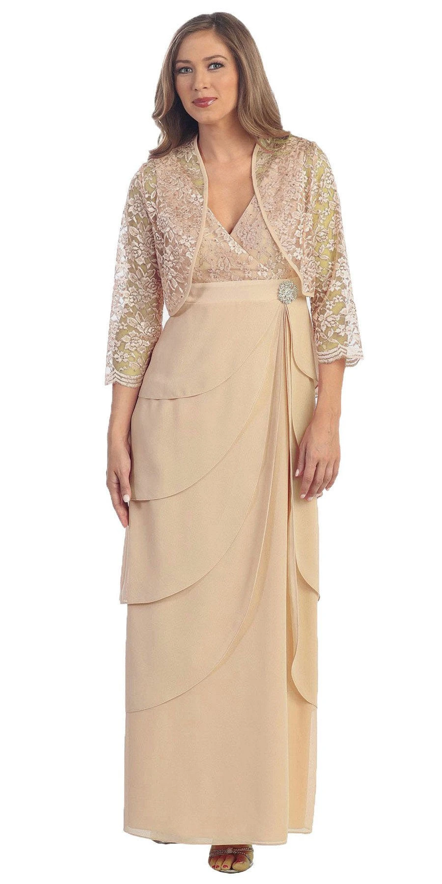 Sally Fashion 8729 V-Neck Long Dress Empire Lace Chiffon Include Lace Jacket(Dusty Rose V Neck Long Dress Empire Lace Chiffon Include Lace Jacket) 11 Sally Fashion 8729 V-Neck Long Dress Empire Lace Chiffon Include Lace Jacket(Dusty Rose V Neck Long Dress Empire Lace Chiffon Include Lace Jacket) - Image 11