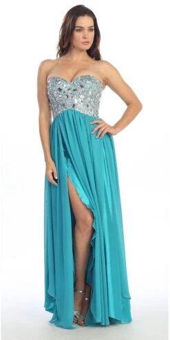 Eureka 2500 Corset Bodice Strapless Thigh Slit Long Gown(Corset Bodice Strapless Thigh Slit Peach Long Prom Gown) -Discount Dress Shops yhst 94935736666794 2457 1402656134 89e13b3b f699 4391 851a 86b2b852d7a0