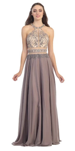 Eureka 3888 Halter Gown A-Line Chiffon Mesh(Halter Prom Gown Ivory A Line Chiffon Nude Mesh) -Discount Dress Shops yhst 94935736666794 2457 1511015909 617ab4ab 8de1 4e7c 8e72 a3f8d4d620a1