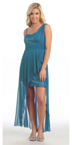 Celavie 2409 One Shoulder Spaghetti Strap High Low Dress(One Shoulder Spaghetti Strap Purple High Low Dress Chiffon) -Discount Dress Shops yhst 94935736666794 2457 1694341252