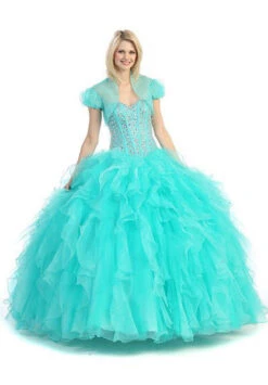 Eureka 3002 Ruffled Tiered Skirt Studded Bodice Princess Gown(Tiered Ruffled Skirt Studded Bodice Coral Princess Gown) -Discount Dress Shops yhst 94935736666794 2457 1862269909
