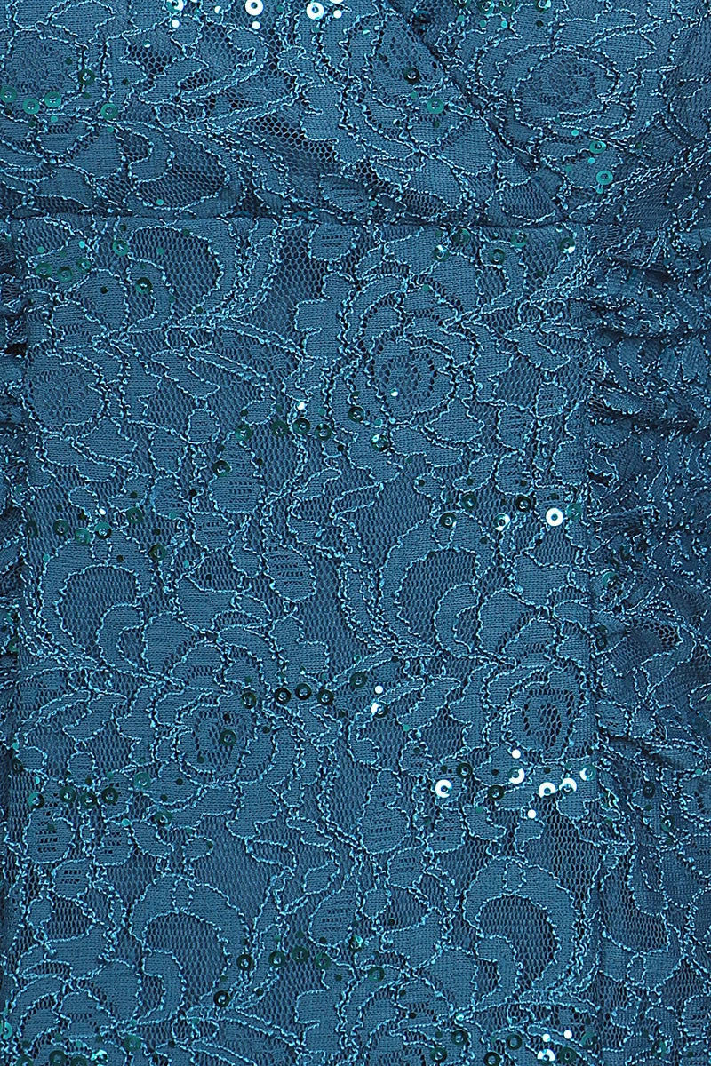 Eureka 2040 V-Neckline Lace Dress 3/4 Length Sleeves(V Neckline Lace Mermaid Dress Gold Long V Neck 3 4 Sleeves) 8 Eureka 2040 V-Neckline Lace Dress 3/4 Length Sleeves(V Neckline Lace Mermaid Dress Gold Long V Neck 3 4 Sleeves) - Image 8