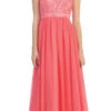 Eureka 5023 Empire Waist Chiffon Gown A-Line Full Length(Empire Waist Chiffon Evening Gown Coral A Line Full Length)