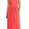 Eureka 2505 Ruched Bodice Layered Skirt Long Gown(Ruched Bodice Layered Skirt Long Coral Formal Gown)