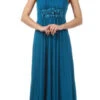 Celavie 2163L Chiffon Semi Formal Gown Dress Flowy(Ankle Length Chiffon Maternity Bridesmaid Gown Teal Dress Flowy)