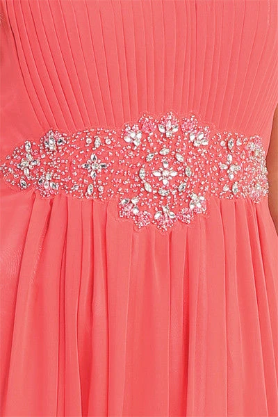 Celavie 3006 A-Line Long Dress Strapless Empire Beaded Waist(A Line Long Prom Dress Coral Strapless Empire Beaded Waist) 4 Celavie 3006 A-Line Long Dress Strapless Empire Beaded Waist(A Line Long Prom Dress Coral Strapless Empire Beaded Waist) - Image 4